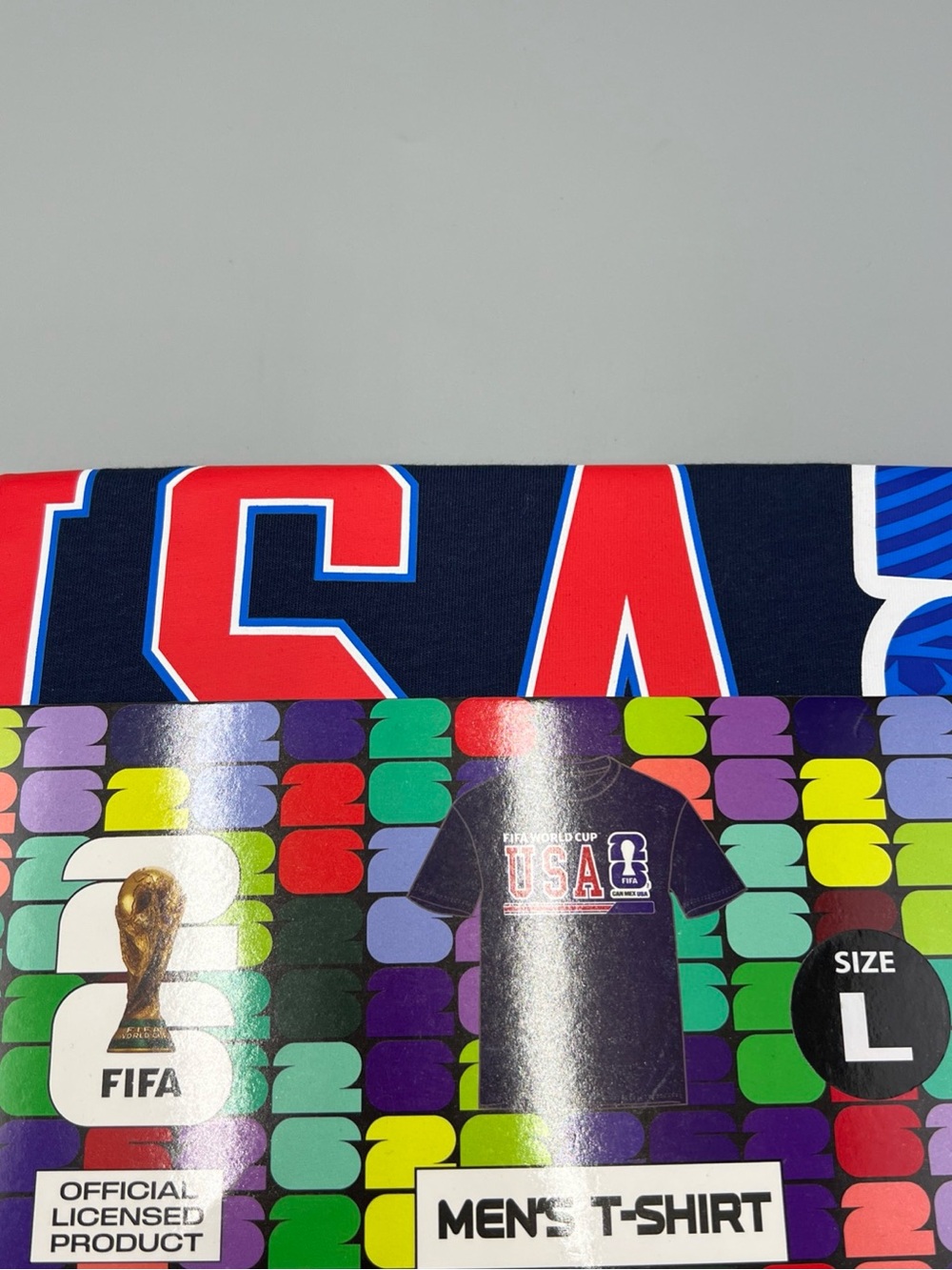 Fifa World Cup 2026 Team USA SS T-Shirt, 100% Cotton. Navy Blue, Red. Men's Sz L